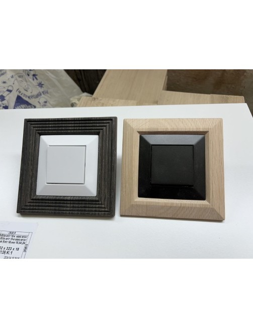 Frame for socket, light switch made of wood